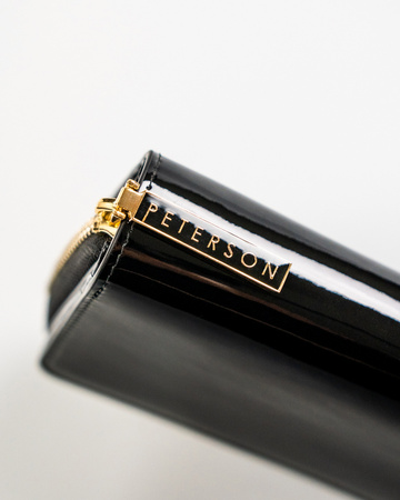 Lackierte Damen Geldbörse in Schwarz mit Reißverschluss und RFID – Peterson