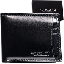 Kartenetui klein querformat schwarz aus Leder – 4U Cavaldi