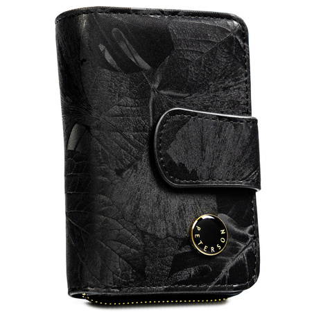 Hochformat-Geldbörse aus Natur- und Öko-Leder in Schwarz – Peterson