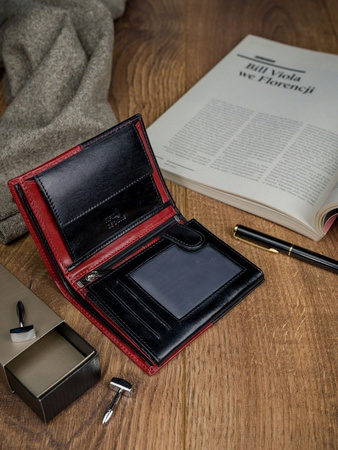 Zweifarbige Herren Geldbörse aus echtem Leder ohne Verschluss – Rovicky