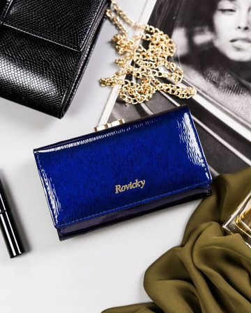 Damen Geldbörse aus Leder mit Bügel- und Druckknopfverschluss – Rovicky