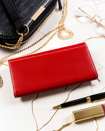 Damen Geldbörse aus Leder in Querformat mit Druckknopf – 4U Cavaldi