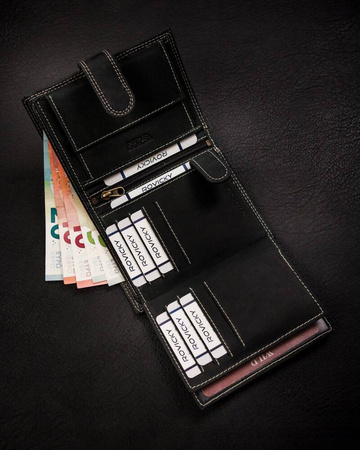Klassische, große Herren Geldbörse aus echtem Leder mit Druckknopf – Always Wild