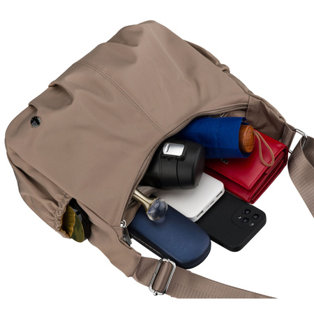 Dunkelbeige Damen-Handtasche aus Polyester mit Reißverschluss - Peterson