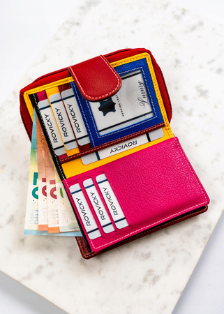 Stilvolle Damen Geldbörse aus Leder mit Druckknopf und Reißverschluss – Rovicky