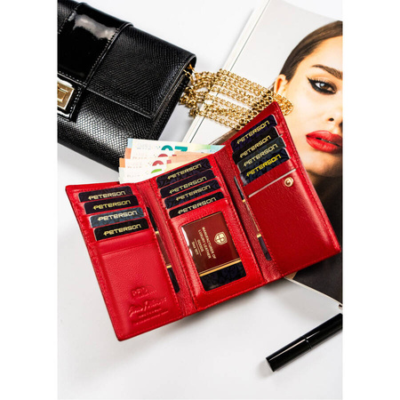 Elegante rote Damen Geldbörse mit Druckknopf und Bügelverschluss – Peterson