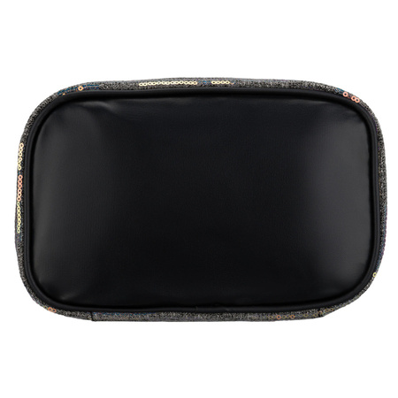 Peterson – Schwarze, reisefertige Kosmetiktasche aus synthetischem Stoff, verziert mit Pailletten