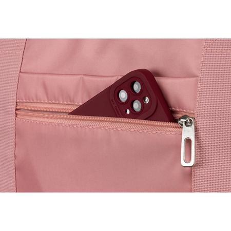 Rosa Wochenendtasche aus Polyester mit Außentaschen – Peterson