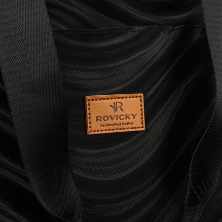 Großer Damen-Shopper aus Polyester in Schwarz mit Wellenmuster – Rovicky