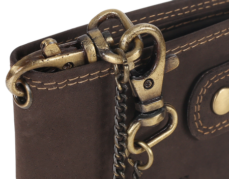 Attraktive Herren Geldbörse aus Leder mit Messingkette – Always Wild