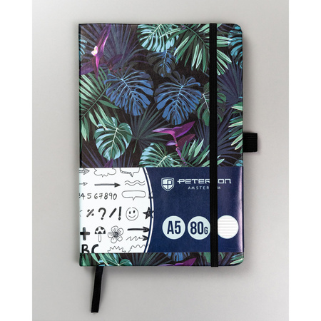 Elegantes Notizbuch A5 im festen Einband mit Blumenmuster – Peterson