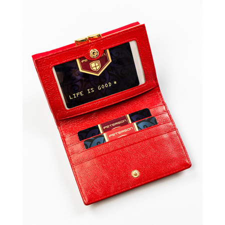 Elegante, rote Damen-Geldbörse aus Natur- und Öko-Leder - Peterson