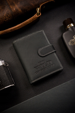 Klassische, große Herren Geldbörse aus echtem Leder mit Druckknopf – Always Wild