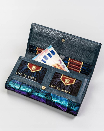 Große Damen-Geldbörse aus Leder mit Druckknopf - Peterson