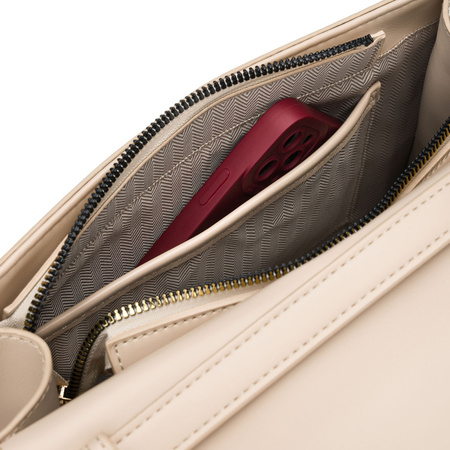 Beige Damen-Handtasche mit Reißverschluss und Magnetverschluss - Peterson