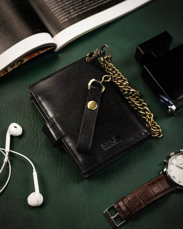 Mittelgroße Herren Geldbörse aus Leder mit Kette – Peterson