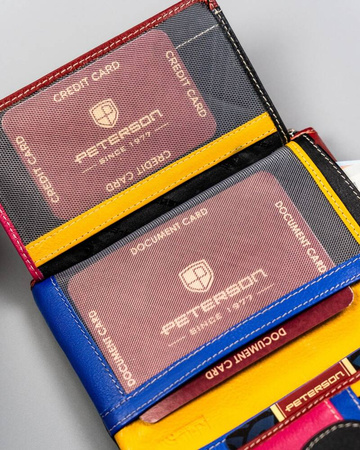 Mittelgroße Damen Geldbörse aus Leder in Schwarz – Peterson