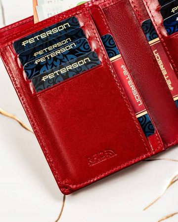 Geschenkset: Damen Geldbörse aus Leder mit Druckknopf und Schlüsselanhänger – Peterson