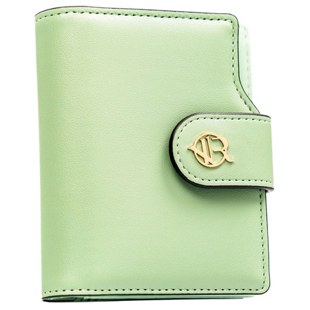 Vertikale Damen-Geldbörse aus Öko-Leder in Grün, mit Druckknopf- und Reißverschluss - Rovicky