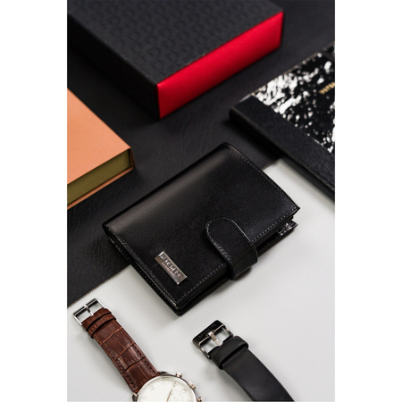 Kleine Herren Geldbörse aus Echtleder mit Druckknopf – Peterson