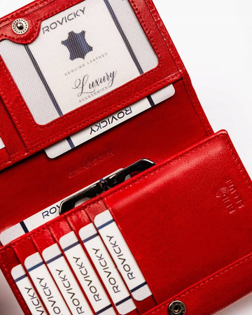 Große Damen Geldbörse aus Leder mit Druckknopf – Rovicky