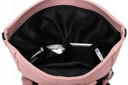 Rosa Sport-Rolltop-Rucksack mit Schnalle und Reißverschluss – Peterson