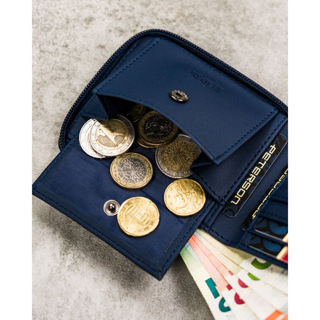 Marineblaue Herren Geldbörse mit geometrischem Muster und Reißverschluss – Peterson