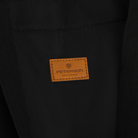 Schwarze Damen-Shopper-Tasche mit Reißverschluss und Außentasche – Peterson