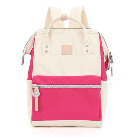 Rosa-ecru Rucksack mit Laptopfach und USB-Anschluss – Himawari
