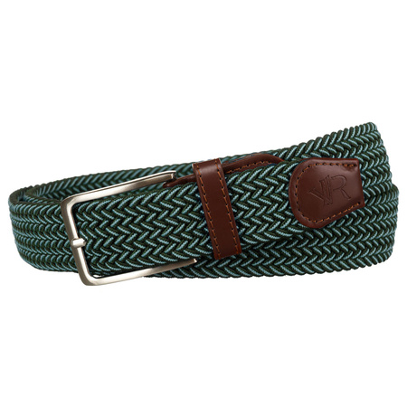 Grüner Textilgürtel mit klassischer, silberner Schnalle – Rovicky