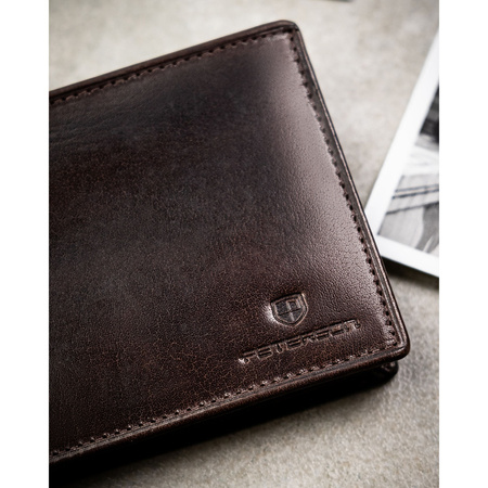 Große Herren-Geldbörse aus echtem Leder in Braun mit RFID-System - Peterson