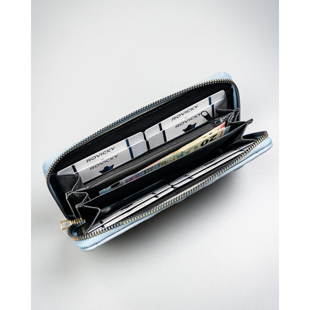 Blaue Damen-Geldbörse aus Öko-Leder mit Reißverschluss – 4U Cavaldi