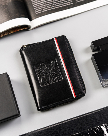 Patriotische Herren Geldbörse aus Leder mit Reißverschluss – Peterson