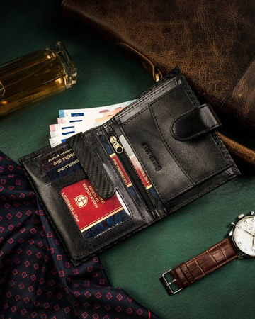 Vertikale Herren Geldbörse aus Leder mit Druckverschluss – Peterson