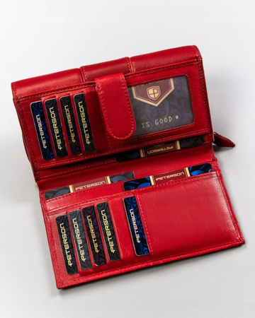 Große Damen Geldbörse aus Leder mit Druckknopf – Peterson