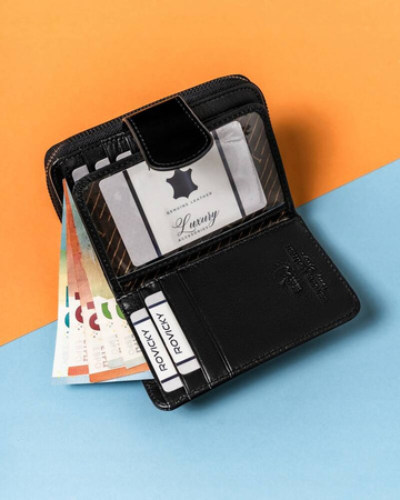 Klassische Damen Geldbörse mit Druckknopf und Reißverschluss – Lorenti