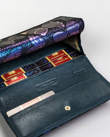 Große Damen-Geldbörse aus Leder mit Druckknopf und Bügelverschluss – Peterson