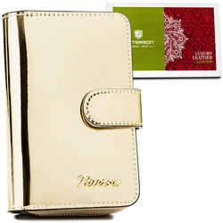 Elegante, kleine Damen Geldbörse in Gold aus echtem Leder – Peterson