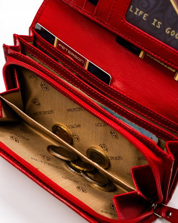 Große Damen Geldbörse aus Leder mit Druckknopf und Reißverschluss – Peterson