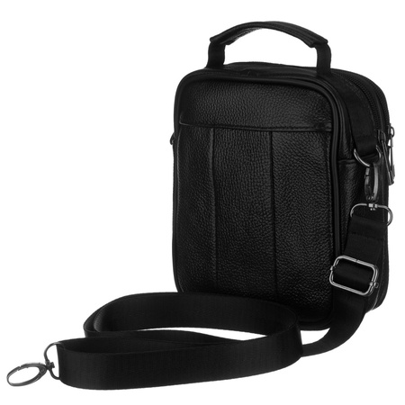Herren-Umhängetasche aus Leder in Schwarz – Rovicky