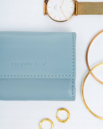 Eleganter Damen Geldbörse mit Druckknopf aus echtem Leder – Rovicky