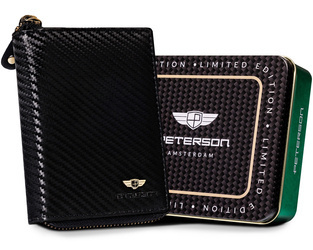 Kompakte Herren Geldbörse mit Reißverschluss im Carbon-Look – Peterson