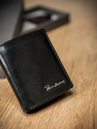 Herren Geldbörse hochkant aus glattem Echtleder mit RFID-Schutz – Pierre Andreus