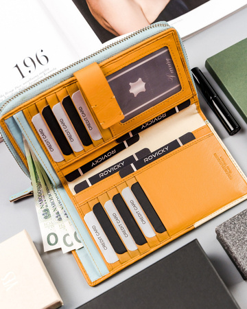 Bunte Damen Geldbörse aus Echtleder mit zwei Fächern – Rovicky