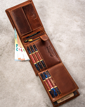 Große Herren Geldbörse aus Leder mit geprägtem Sternzeichenmotiv – Peterson