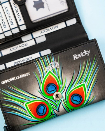 Damen Geldbörse mit Druckknopf aus echtem Leder – Rovicky