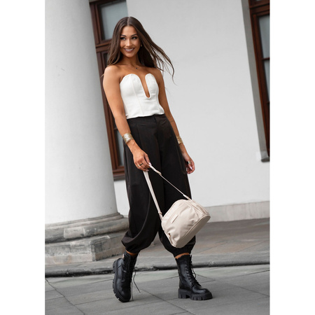 Nylonfarbene, beige Damen-Umhängetasche mit sechs zusätzlichen Taschen – Peterson