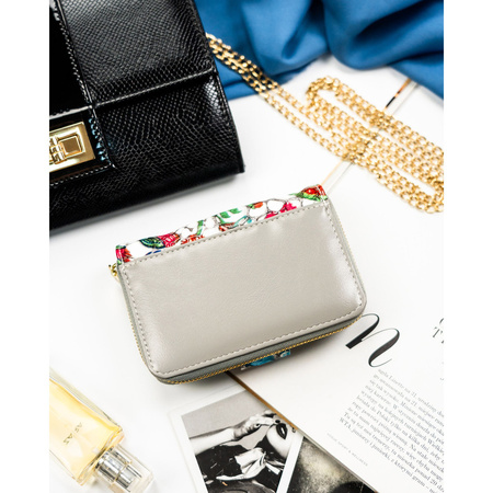 Mehrfarbige, vertikale Damen Geldbörse aus Leder mit Druckknopf und Reißverschluss – Peterson