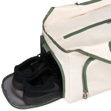 Wochenend-Reisetasche in Ecru und Grün, ausgestattet mit einem Koffergriff – Peterson