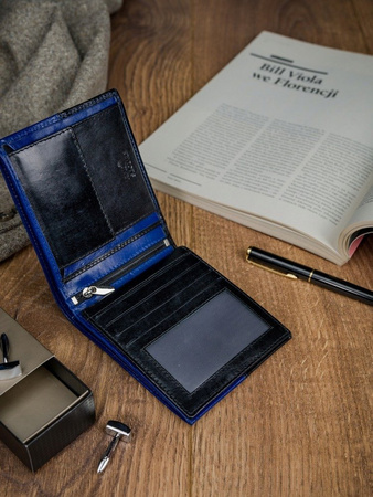 Herren Geldbörse aus Leder, quer, klappbar – Rovicky